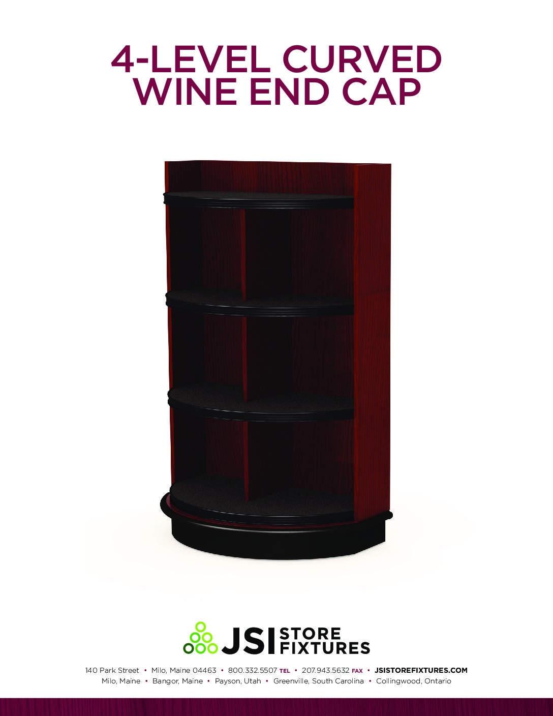 4-Level Curved Wine End Cap Spec Sheet