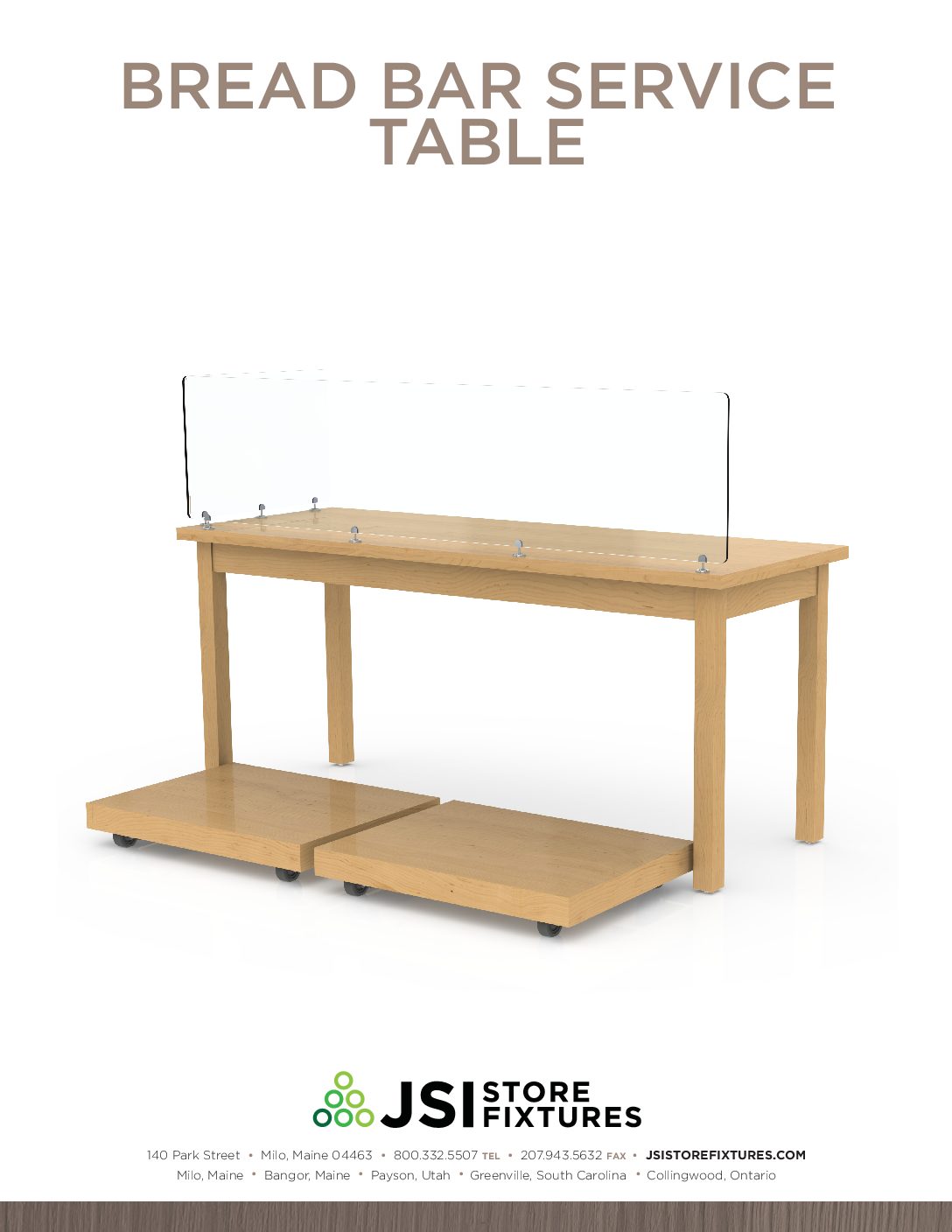 Bread Bar Service Table Spec Sheet