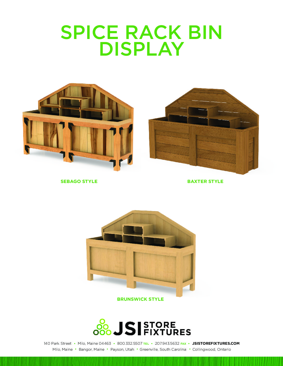 Spice Rack Bin Display Spec Sheet