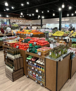 Produce department using JSI displays for excellent grocery merchandising