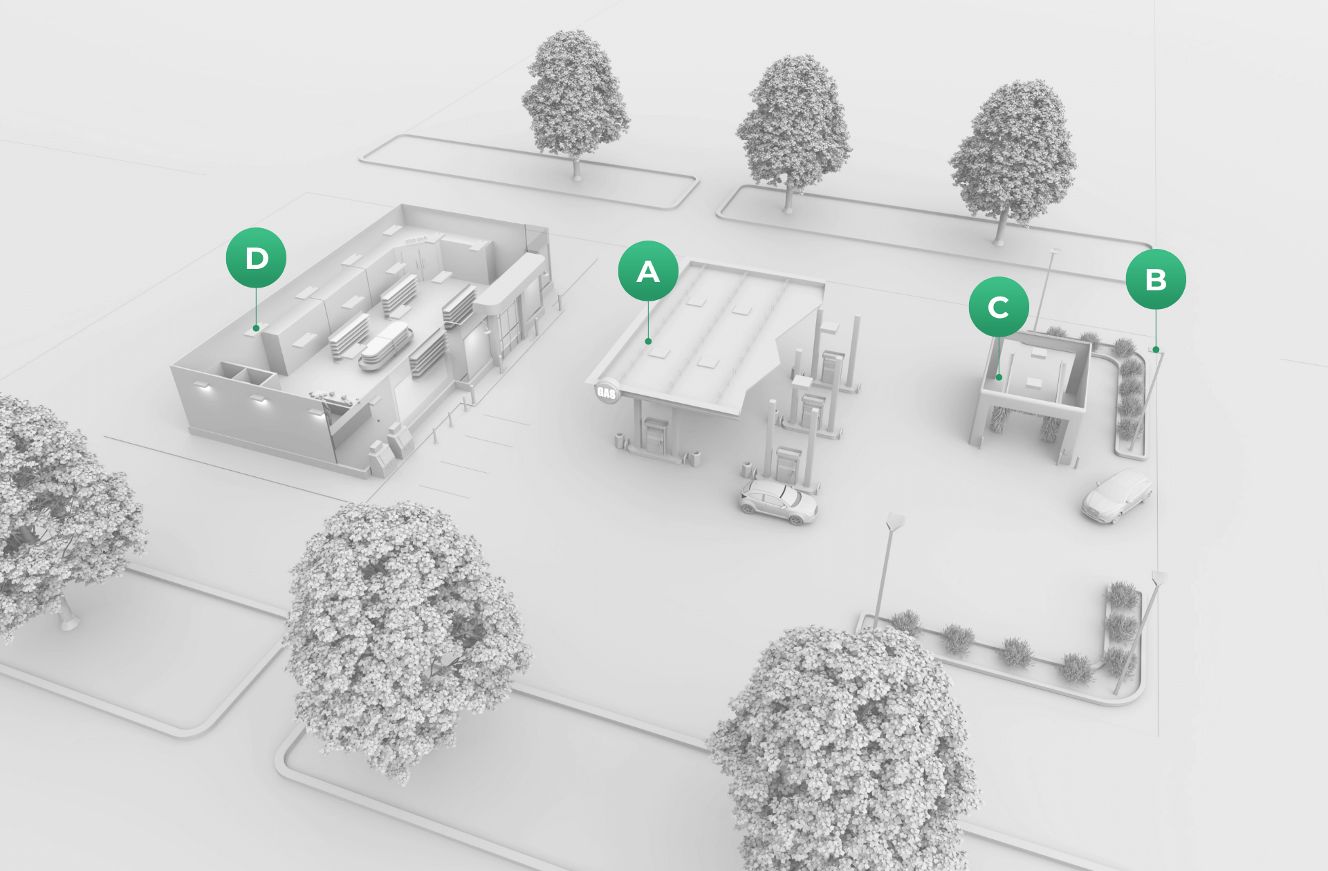 3D Model of Convenience Store and Station