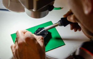 Soldering during the Electronic Manufacturing process.